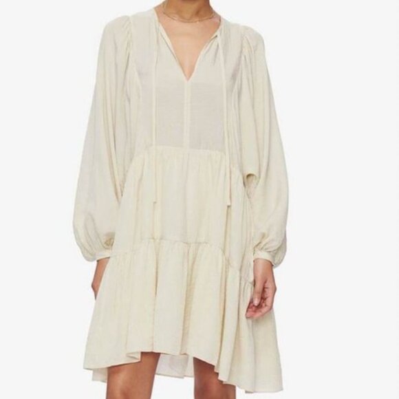 Anine Bing Madison  Mini Dress In Cream And Black Stripe - Picture 2 of 12